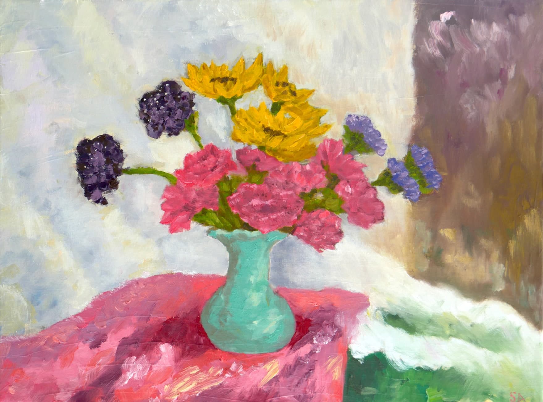 Funky Blue Vase, oil on canvas