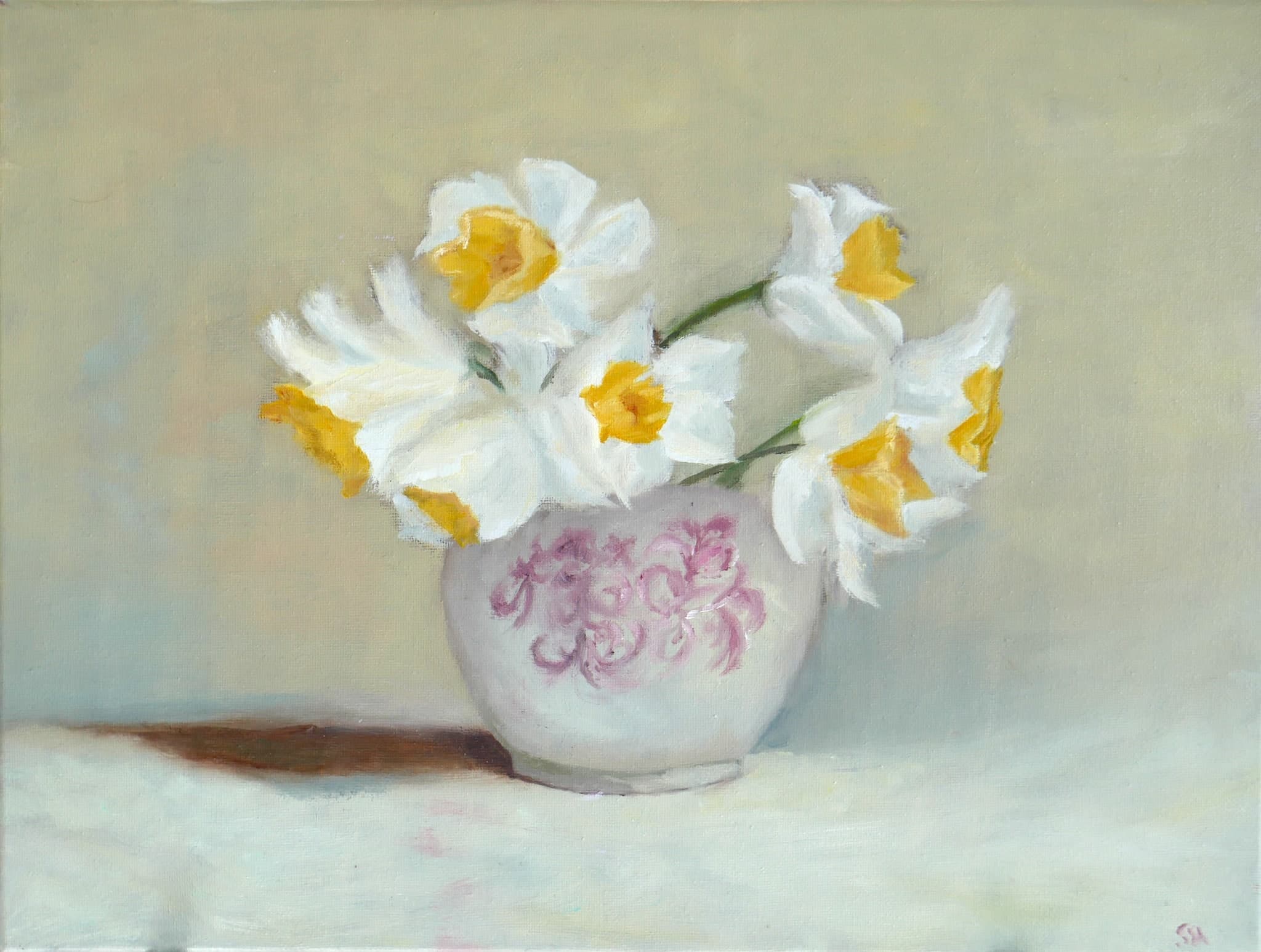 Daffodils, oil on canvas