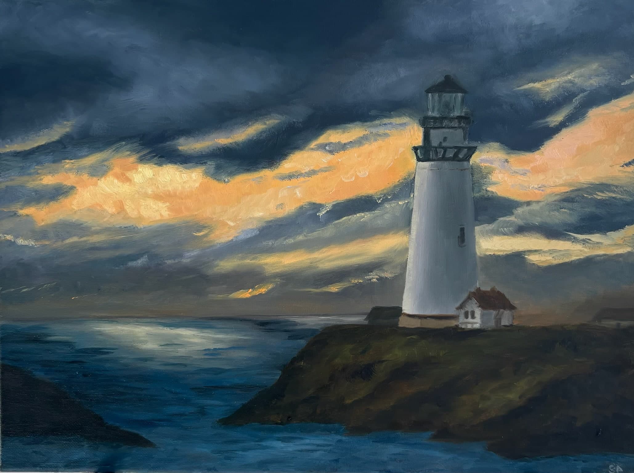 Pigeon Point Lighthouse, oil on canvas