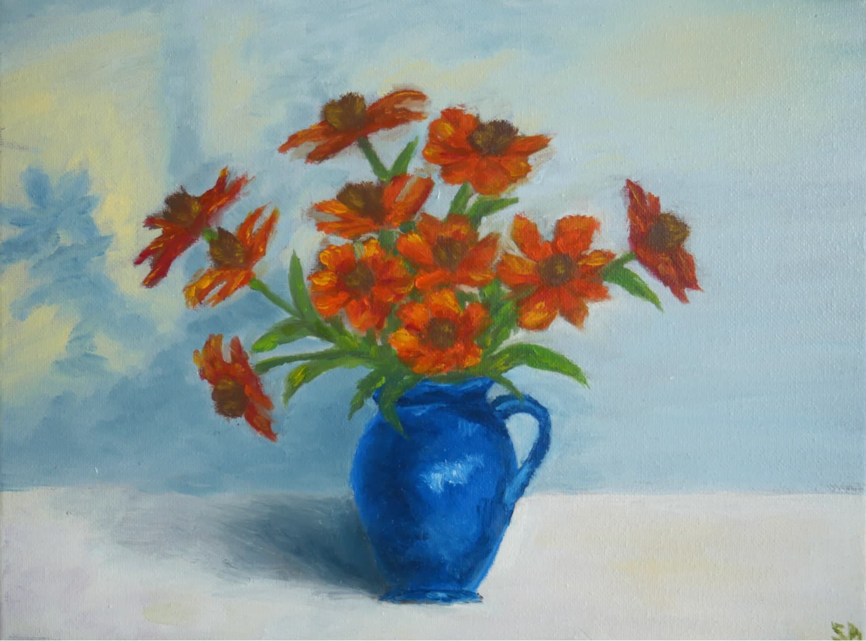 Orange Flowers, oil on canvas
