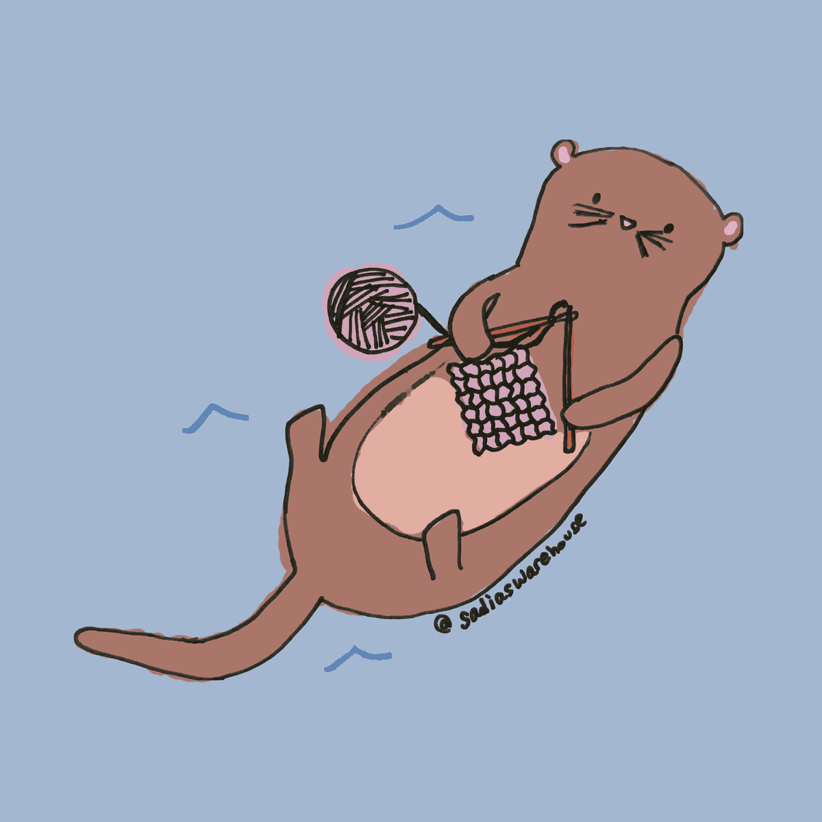knitting otter, a sticker by Sadia